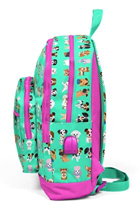 Coral High Kids Dört Gözlü Çocuk İlkokul Çantası - Sevimli Köpekler- USB+AUX Soketli