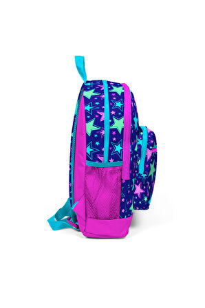 Coral High Kids Saks Yıldız Desenli USB Şarjlı Kulaklık Çıkışlı Okul Sırt Çantası 23271