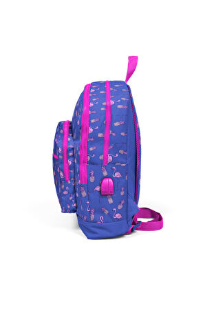 Coral High Kids Lavanta Flamingo Desenli USB Şarjlı Kulaklık Çıkışlı Okul Sırt Çantası 23276