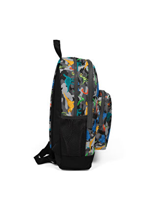 Coral High Kids Gri Dinozor Desenli USB Şarjlı Kulaklık Çıkışlı Okul Sırt Çantası 23286