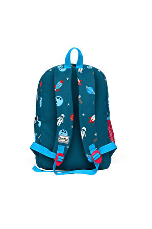 Coral High Kids Lacivert Uzay Desenli USB Şarjlı Kulaklık Çıkışlı Okul Sırt Çantası 23290