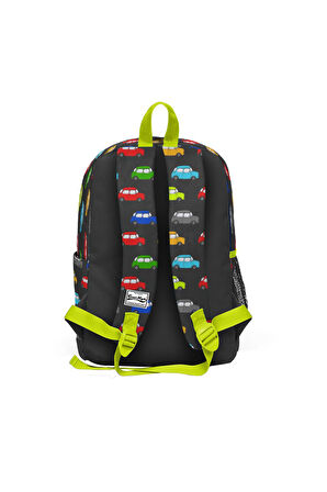 Coral High Kids Gri Araba Desenli USB Şarjlı Kulaklık Çıkışlı Okul Sırt Çantası