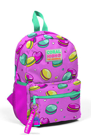 Coral High Kids Açık Pembe Makaron Desenli İki Bölmeli Yuva Sırt Çantası 23325