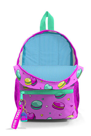 Coral High Kids Açık Pembe Makaron Desenli İki Bölmeli Yuva Sırt Çantası 23325