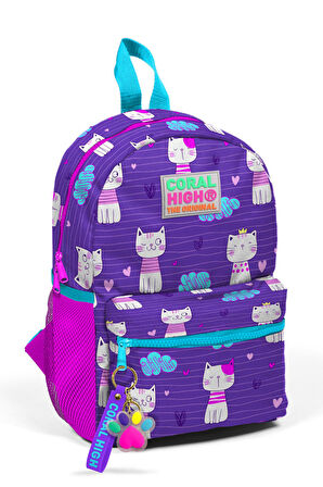 Coral High Kids Mor Kedi Desenli İki Bölmeli Yuva Sırt Çantası 23328