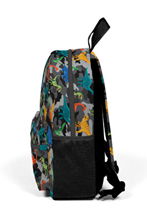Coral High Kids Gri Kamuflaj Dinazor Desenli İki Bölmeli Yuva Sırt Çantası 23350