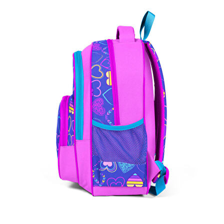 Coral High Pembe Lavanta Kalp Desenli Üç Bölmeli Okul Sırt Çantası 23401