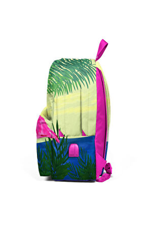 Coral High Pembe Flamingolu Üç Bölmeli USB Şarjlı Kulaklık Çıkışlı Sırt Çantası 23424