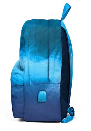 Coral High Mavi Degradeli Üç Gözlü Okul ve Günlük Sırt Çantası - USB+AUX Soketli