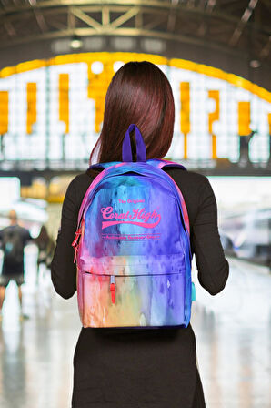 Coral High Rengarenk İki Bölmeli USB Şarjlı Kulaklık Çıkışlı Sırt Çantası 23434