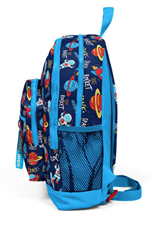 Coral High Kids Lacivert Mavi Uzay Desenli Dört Bölmeli Okul Sırt Çantası 23470