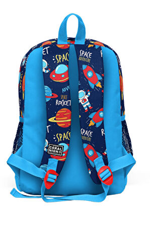 Coral High Kids Lacivert Mavi Uzay Desenli Dört Bölmeli Okul Sırt Çantası 23470