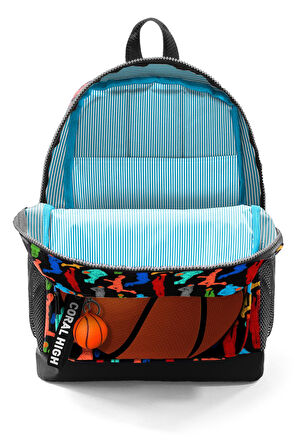 Coral High Kids Siyah Basketbol Desenli Dört Bölmeli Okul Sırt Çantası 23471