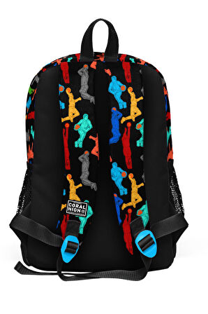 Coral High Kids Siyah Basketbol Desenli Dört Bölmeli Okul Sırt Çantası 23471