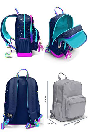 Coral High Dört Bölmeli Çok Renkli Ortaokul Çantası - Kız Çocuk