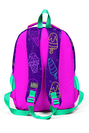 Coral High Kids Mor Pembe Dondurma Desenli Üç Bölmeli Okul Sırt Çantası 23655