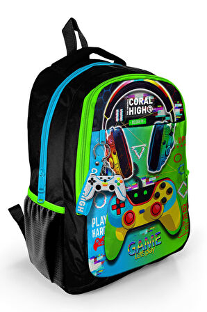 Coral High Kids Kulaklık Game Desenli Üç Bölmeli Okul Sırt Çantası 23667