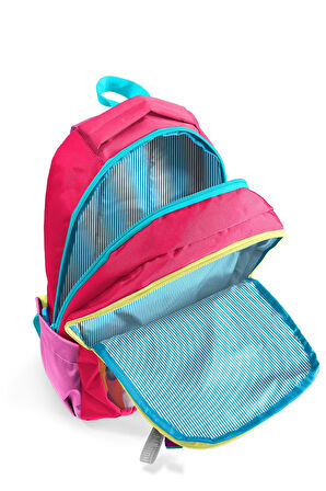 Coral High Kids Pembe Neon Mercan Fashion Girl Desenli Üç Bölmeli Okul Sırt Çantası 23669