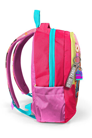 Coral High Kids Pembe Neon Mercan Fashion Girl Desenli Üç Bölmeli Okul Sırt Çantası 23669