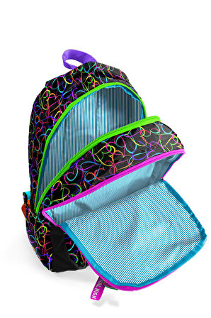 Coral High Kids Çok Renkli Kalp Desenli Üç Bölmeli Okul Sırt Çantası 23670