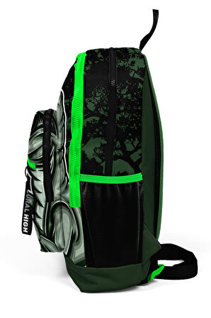 Coral High Kids Koyu Yeşil SiyahDinozor Desenli Dört Bölmeli Okul Sırt Çantası 23725