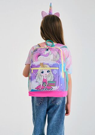 Coral High Pembe Prenses ve Tekboynuz İlkokul ve Günlük Sırt Çantası - Kız Çocuk