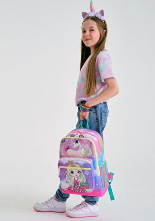 Coral High Pembe Prenses ve Tekboynuz İlkokul ve Günlük Sırt Çantası - Kız Çocuk
