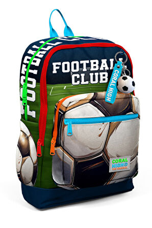 Coral High Kids Lacivert Futbol Desenli Dört Bölmeli Okul Sırt Çantası 23779