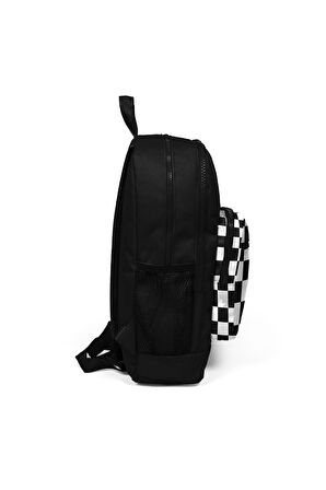 Coral High Kids Dört Bölmeli Siyah Dama Desenli İlkokul Çantası USB Şarjlı Kulaklık Çıkışlı 23814