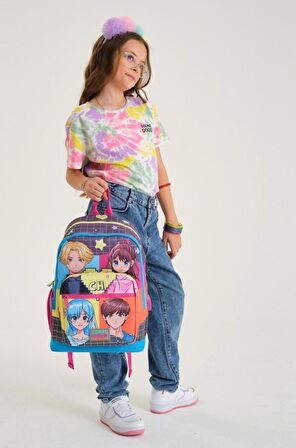 Coral High Mavi Anime İlkokul ve Günlük Sırt Çantası - Kız Çocuk - USB Soketli