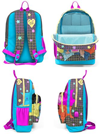 Coral High Mavi Anime İlkokul ve Günlük Sırt Çantası - Kız Çocuk - USB Soketli