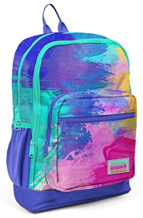 Coral High Renkli Fırça Darbeleri İlkokul ve Günlük Sırt Çantası - Kız Çocuk - USB Soketli