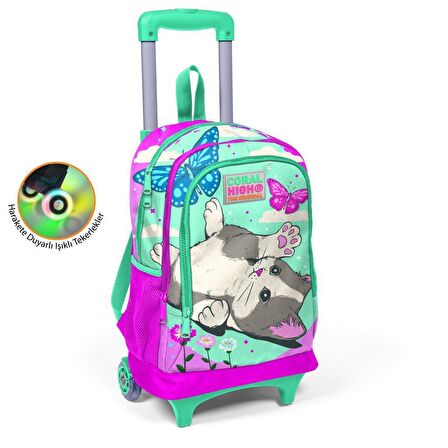 Coral High Büyük Boy Çekçekli Sırt Çantası Kedi Desenli 23907