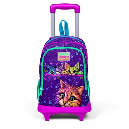 Coral High Büyük Boy Çekçekli Sırt Çantası Kedi Desenli 23932