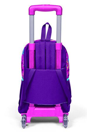 Coral High Kids Pembe Mor Voleybol Desenli Üç Bölmeli Çekçekli Okul Sırt Çantası 23961