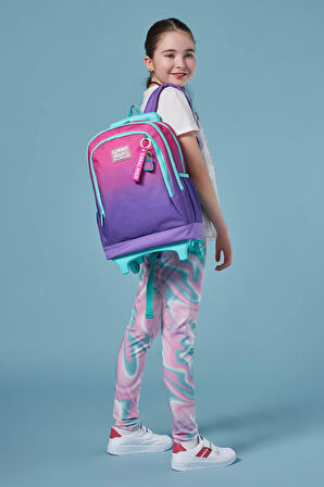 Coral High Kids Pembe Mor Renk Geçişli Üç Bölmeli Çekçekli Okul Sırt Çantası 23962