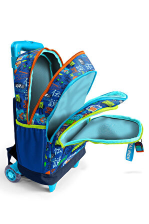 Coral High Kids Saks Grafiti Desenli Üç Bölmeli Çekçekli Okul Sırt Çantası 23967