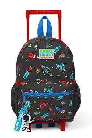 Coral High Kıds Gri Uzay Desenli Çekcek Anaokul Çantası 24010