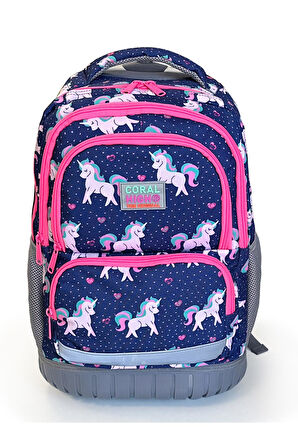 Coral High Kids Unicorn Desenli, Lacivert Renkli, İki Kademeli Çekçekli, Sırt Ve Okul Çantası 24023