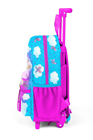 Minik Yuva Çekçekli Sırt Çantası Mavi Pembe Tavşan Desenli İki Bölmeli 24036