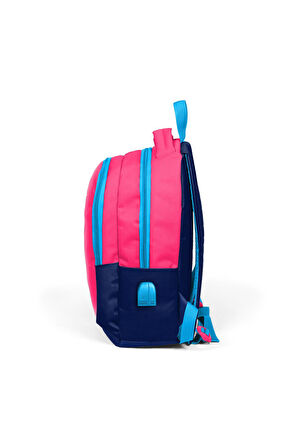 Coral High Kids Neon Mercan Üç Bölmeli USB Şarjlı Kulaklık Çıkışlı Sırt Çantası 24306