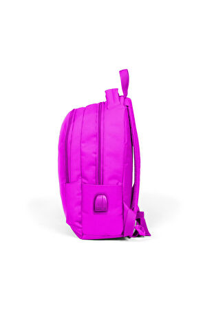Coral High Kids Pembe Üç Bölmeli USB Şarjlı Kulaklık Çıkışlı Sırt Çantası 24310