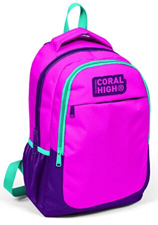 Coral High Pembe Mor Kız Çocuk USB Çıkışlı İlkokul ve Ortaokul Sırt Çantası