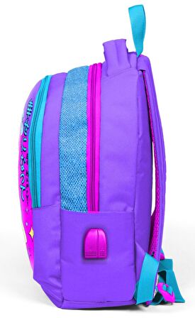 Coral High Lavanta Pembe K-Pop Kız Çocuk USB Çıkışlı İlkokul ve Ortaokul Sırt Çantası