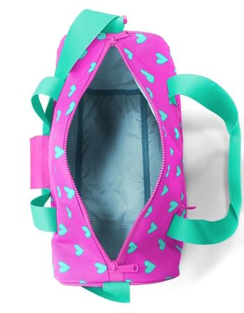 Coral High Kız Çocuk Spor ve Seyahat Çantası - Pembe Yeşil Kalp Desenli - 27513