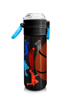 Coral High Kids Siyah Basketbol Desenli Pipetli ve Direkt İçim Çelik Termos 500 ml 31795