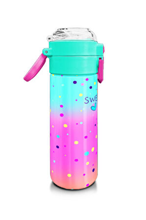 Coral High KidsRenkli Dondurmalı Kedi Desenli Pipetli ve Direkt İçim Çelik Termos 500 ml 31812
