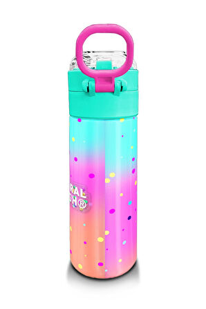 Coral High KidsRenkli Dondurmalı Kedi Desenli Pipetli ve Direkt İçim Çelik Termos 500 ml 31812