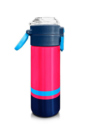 Coral High Kids Neon Mercan Lacivert Pipetli ve Direkt İçim Çelik Termos 500 ml 31823