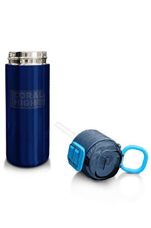 Coral High Kids Lacivert Mavi Pipetli ve Direkt İçim Çelik Termos 500 ml 31828